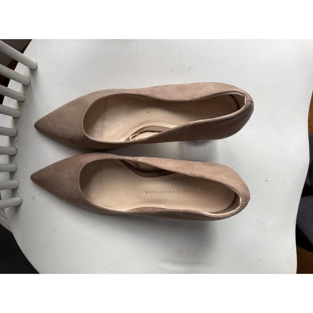 Zara Basic Collection Nude Suede Pointed Toe Heels